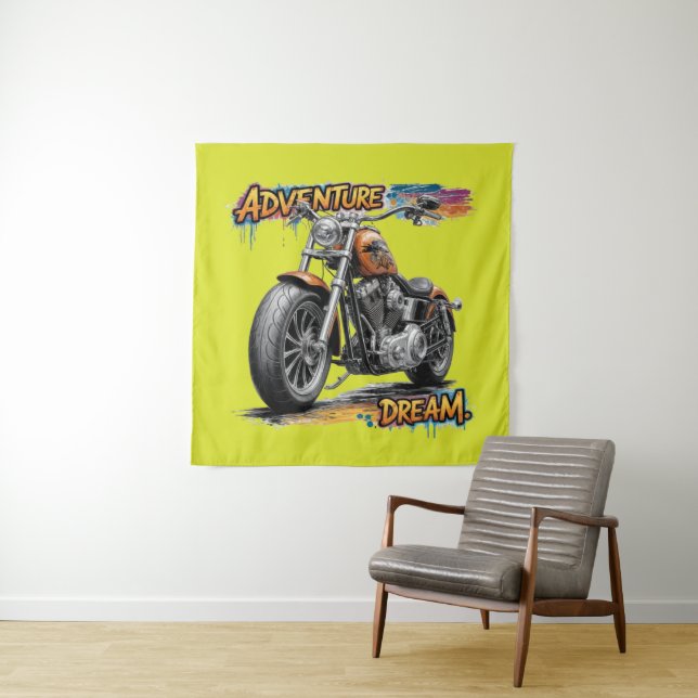Adventure Dream Ride / Vintage Chopper Motorcycle  Tapestry (In Situ)