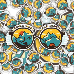 Adventure Enthusiast Sunglasses   Die-Cut Sticker