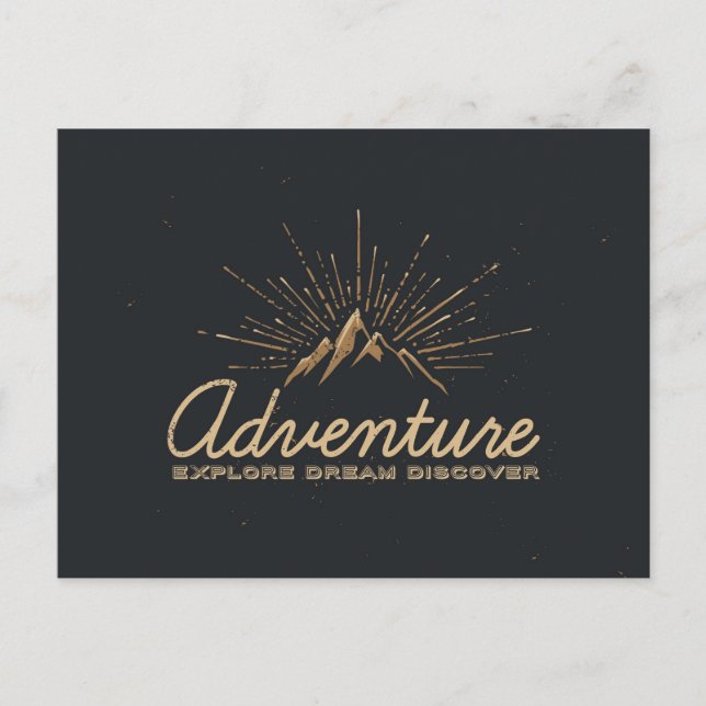 Adventure Explore Dream Discover Typography Postcard (Front)