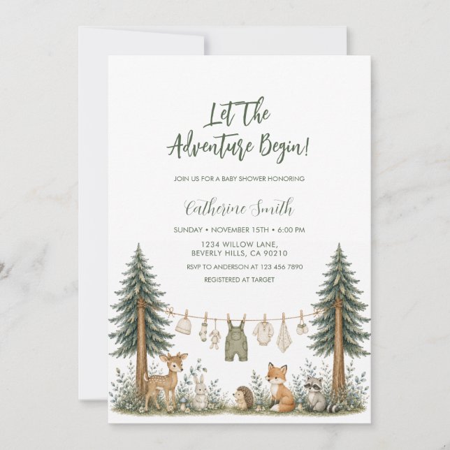 Adventure Forest Animals Baby Shower Invitation (Front)
