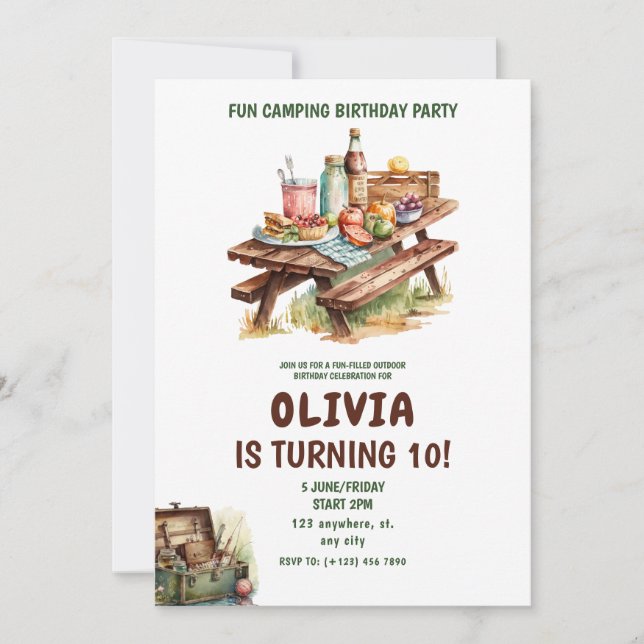 Adventure Forest Camper Birthday Invitation (Front)