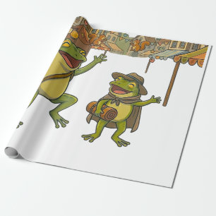 adventure frogs short story wrapping paper