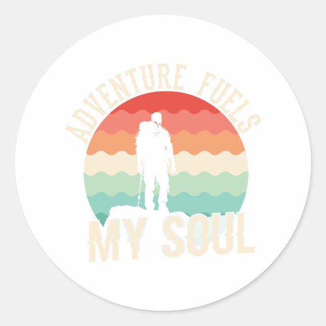 Adventure Fuels My Soul – Wander, Explore, Repeat Classic Round Sticker (Front)