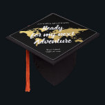 Adventure fun world map graduation cap topper<br><div class="desc">Adventure fun world map graduation cap topper. Gold World map on black background</div>