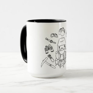 Adventure Gear Line Art   Hiking Essentials Mug