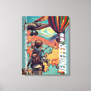 Adventure Girl, Personalized Travel Theme Canvas Print