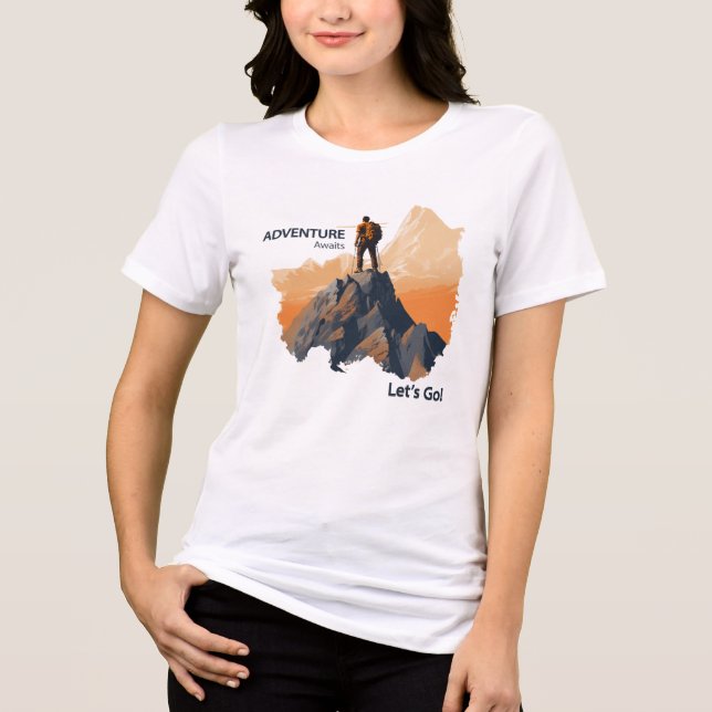 Adventure Hiking, Adventure Awaits, Let’s Go! Tri-Blend Shirt (Front)