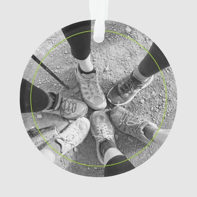 Adventure Hiking Boots Personalized Name Photo Ornament (Back)