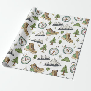 Adventure Hiking Seamless Pattern Wrapping Paper