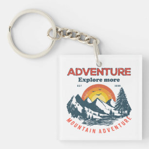 Adventure Horizon: Retro Mountain Expedition Keychain