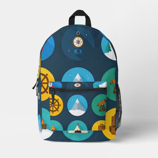 Adventure Icons Backpack for Boys – Explore theme (Front)