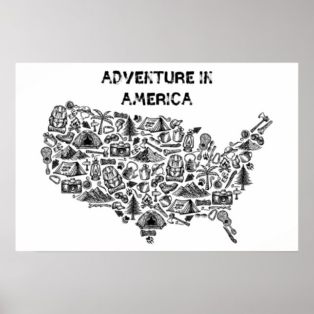 Adventure In America Map Symbols Poster (Front)