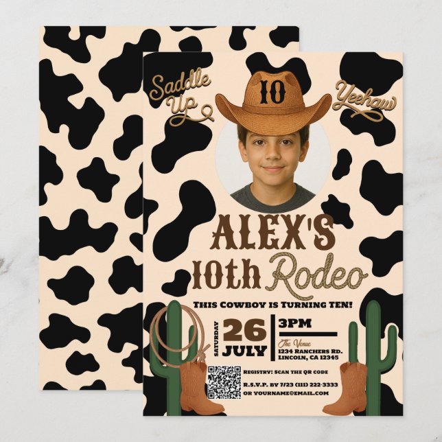 Adventure in the Wild West Rodeo Birthday Party Invitation (Front/Back)