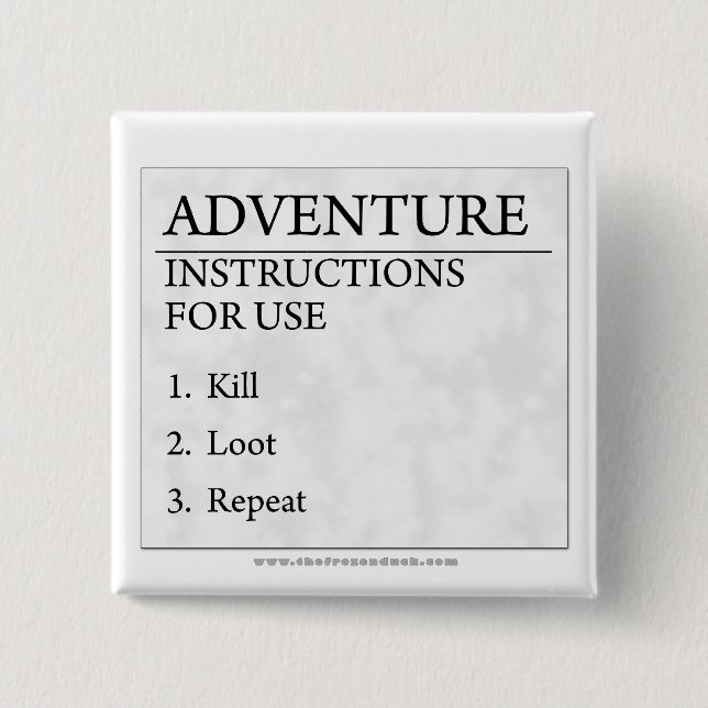 Adventure Instructions 2 Inch Square Button (Front)