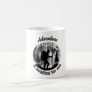 Adventure is awaiting for you outdoors mountain coffee mug