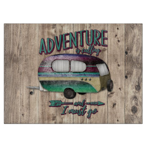 Adventure Is Calling And I must Go Mint Purple Cam Cutting Board