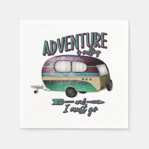 Adventure Is Calling And I must Go Mint Purple Cam Napkin