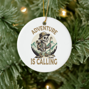 Adventure is calling ceramic ornament