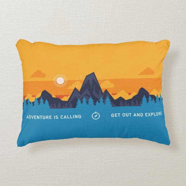 Adventure Is Calling Get Out And Explore Sunset Accent Pillow (Front)