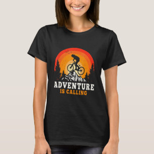 Adventure Is Calling Mountains Bike Rider Retro Vi T-Shirt