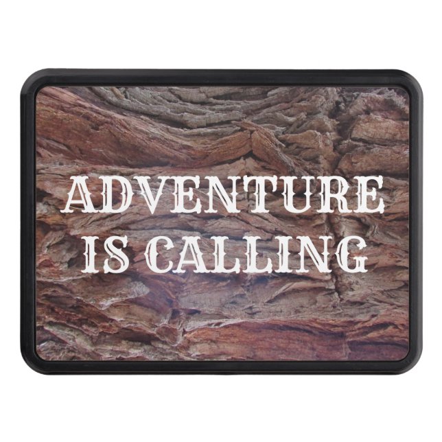 Adventure is Calling Red Brown Tree Trunk Boater Trailer Hitch Cover (Front)