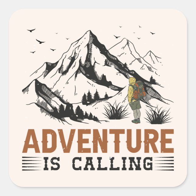 Adventure Is Calling Square Sticker (Front)