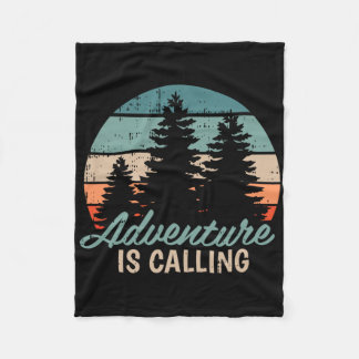 Adventure Is Calling Travel Mountain Hiking Hiker Fleece Blanket