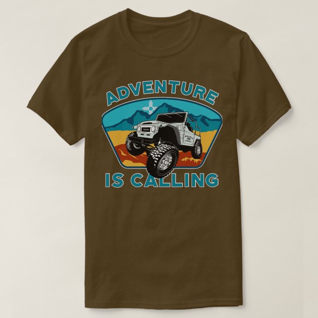 Adventure is Calling with FJ40 T-Shirt (Design Front)