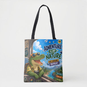Adventure Is My Nature – Happy Crocodile Tote Bag