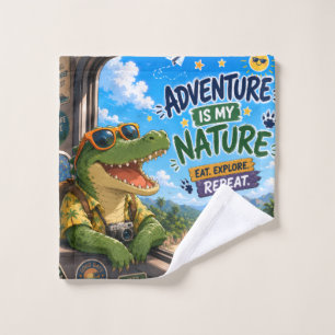 Adventure Is My Nature – Happy Crocodile Wash Cloth
