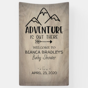 Adventure Is Out There Baby Shower Rustic Wood Banner