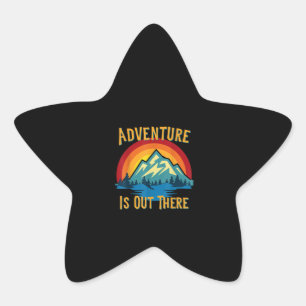 Adventure is Out There Retro Sunset Mountains Star Sticker