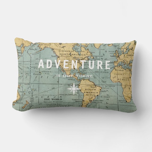 ADVENTURE IS OUT THERE VINTAGE MAP | CUSHION (Front)
