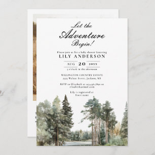 Adventure Lake Forest Photo QR Code Baby Shower Invitation