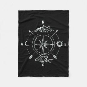 Adventure Landscape Compass Outdoor Hiking Nature Fleece Blanket
