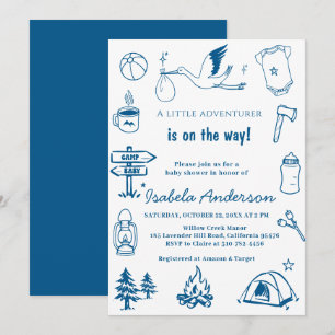 Adventure Little Camper Doodle boy baby shower Invitation