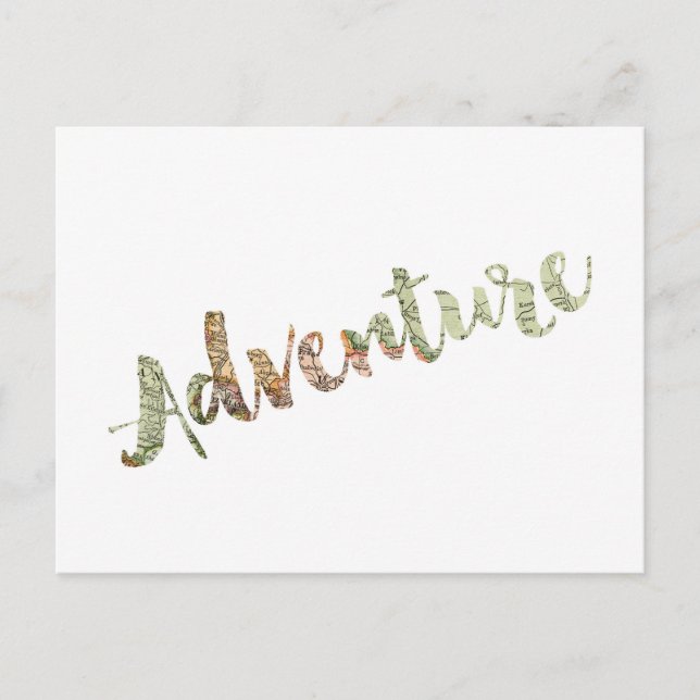 Adventure Map Typography Postcard (Front)