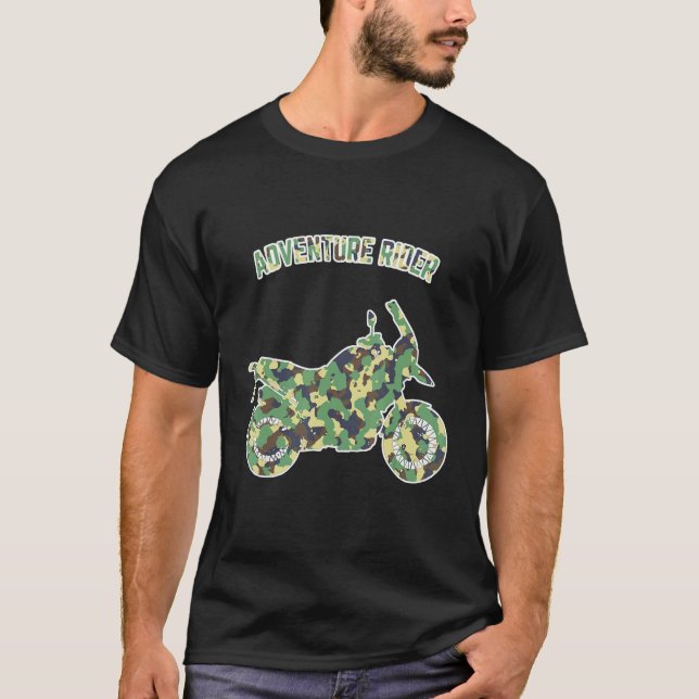 Adventure Motorcycle Biker Off Road Rider Camoufla T-Shirt (Front)