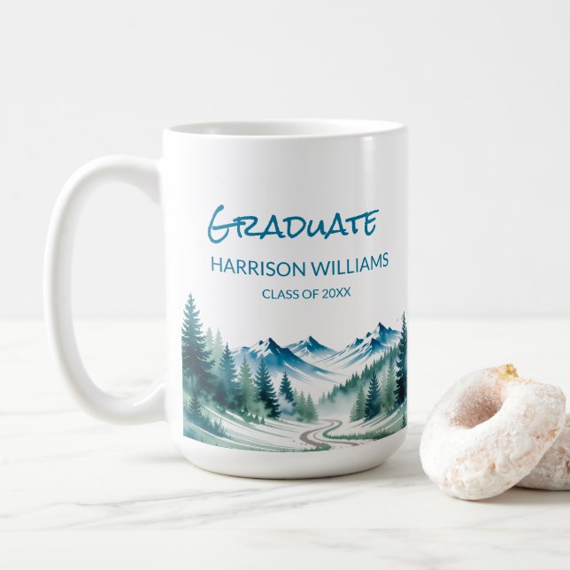 Adventure Mountain Graduate Gift  Coffee Mug (With Donut)