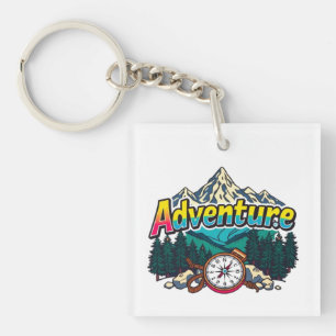 Adventure Mountain – Outdoor Hiking Nature Design  Keychain