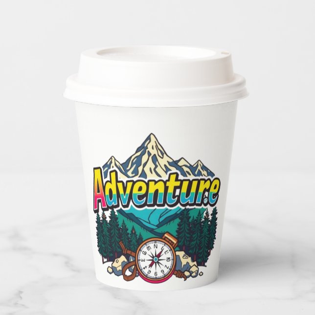 Adventure Mountain – Outdoor Hiking Nature Design  Paper Cups (Front)