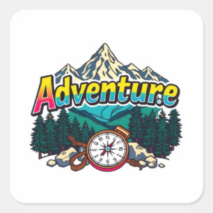 Adventure Mountain – Outdoor Hiking Nature Design  Square Sticker