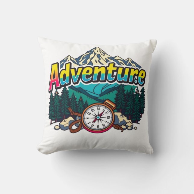 Adventure Mountain – Outdoor Hiking Nature Design  Throw Pillow (Front)