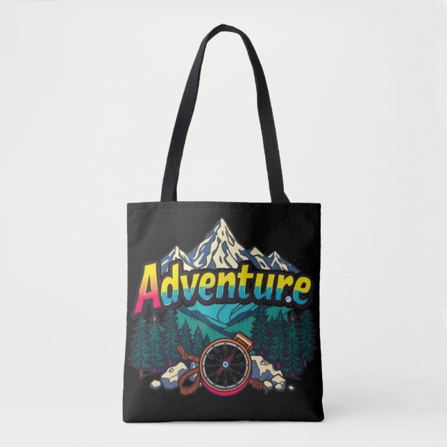 Adventure Mountain – Outdoor Hiking Nature Design  Tote Bag (Front)