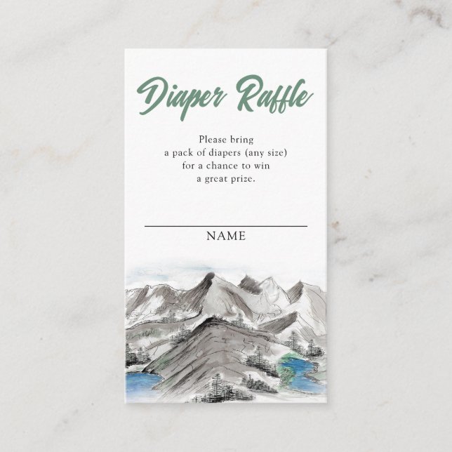 Adventure Mountains Baby Shower Diaper Raffle Enclosure Card (Front)