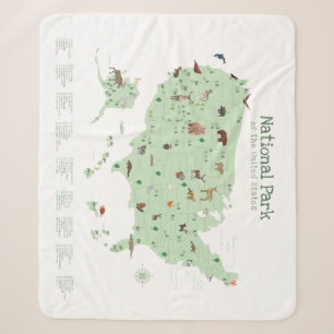 Adventure National Park Map Woodland Nursery  Sherpa Blanket