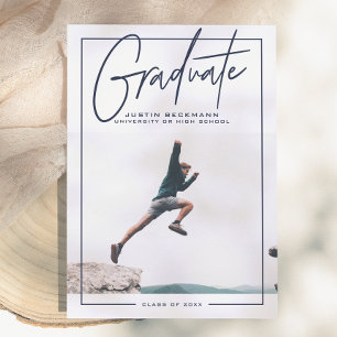 Adventure   Navy Photo Graduation Announcement