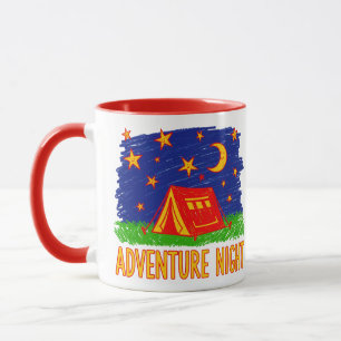 Adventure Night Camping Tent Kids Drawing Mug