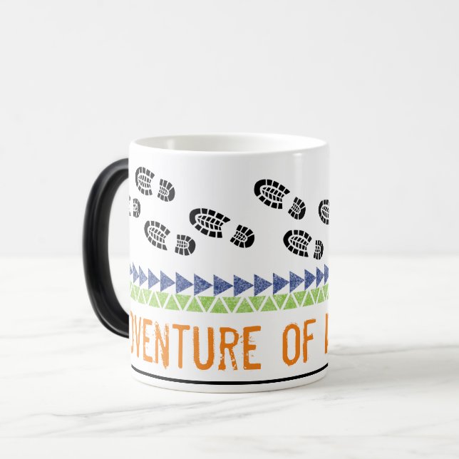 ADVENTURE OF A LIFETIME Hiking Boots Footsteps  Magic Mug (Front Left)