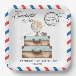 Adventure Onederful Travel Voyage Postage Mail  Paper Plate